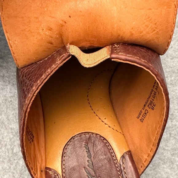 Born Crown Womens Mules Brown Leather Clog Heel Size 7M 38 BOC By Born - Picture 6 of 11